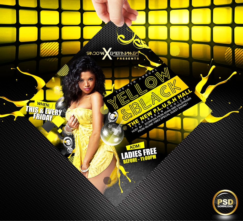 Yellow and Black Party Flyer Free PSD Yellow and Black Party Flyer Free PSD
