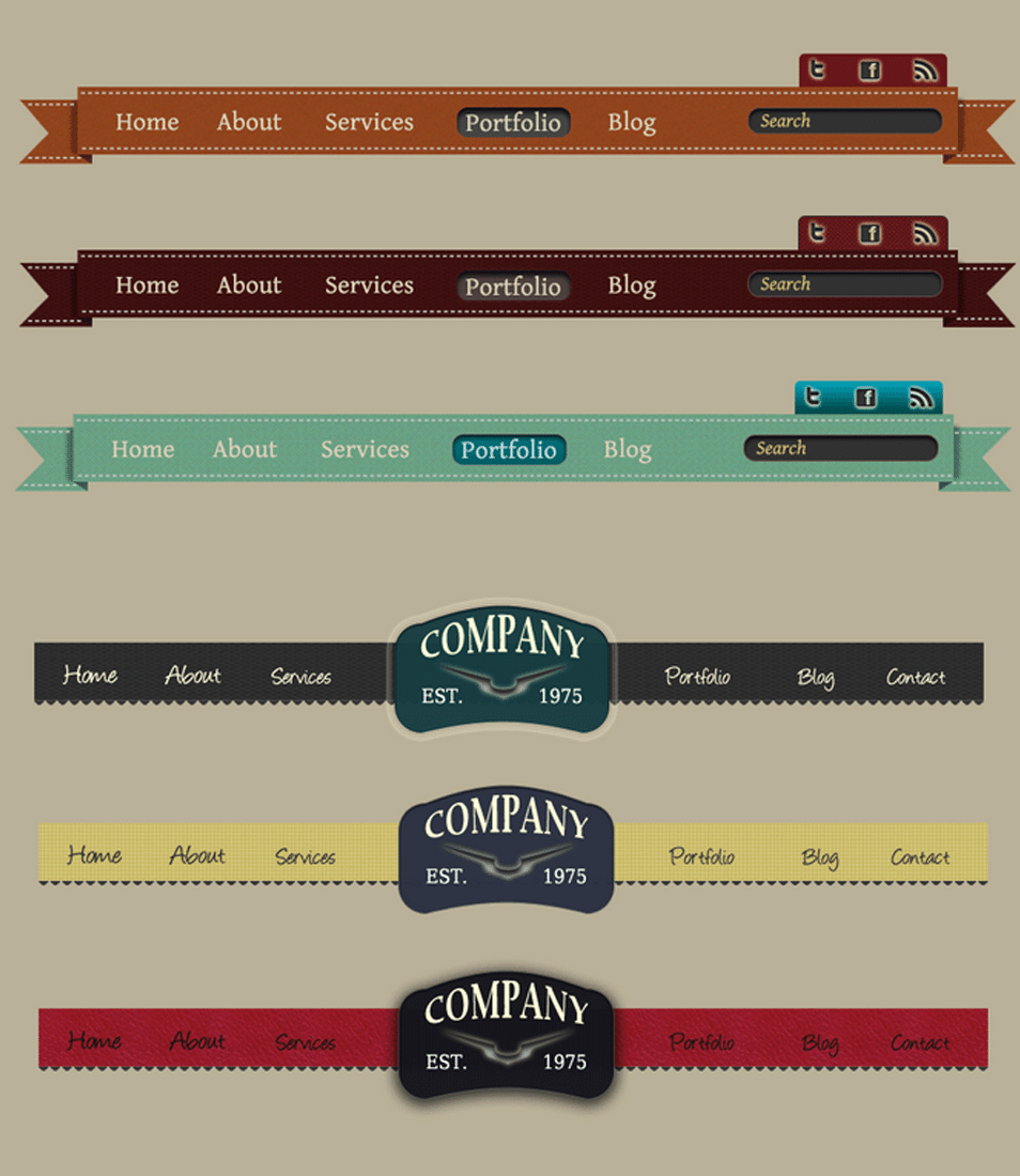 6 Navigation Bars PSD 6 Navigation Bars PSD