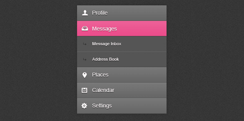 Collapsible Menu Navigation PSD Collapsible Menu Navigation PSD
