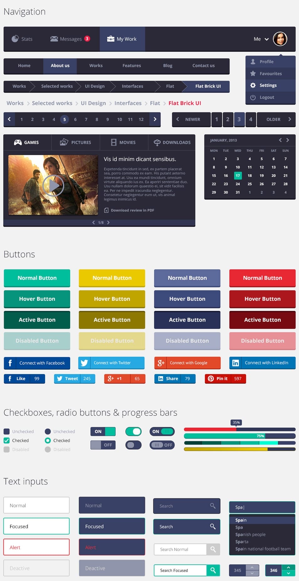 Flat Rounded Square UI KIT Flat Rounded Square UI KIT