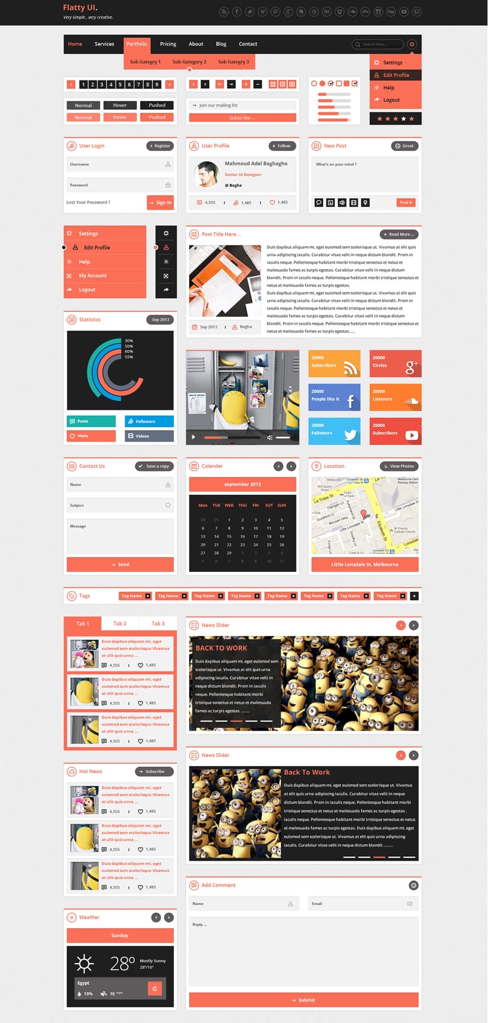Flatty UI Kit PSD Flatty UI Kit PSD