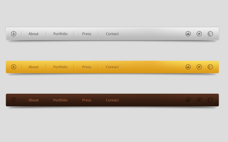 Smooth Clean Navigation Menus Set PSD Smooth Clean Navigation Menus Set PSD