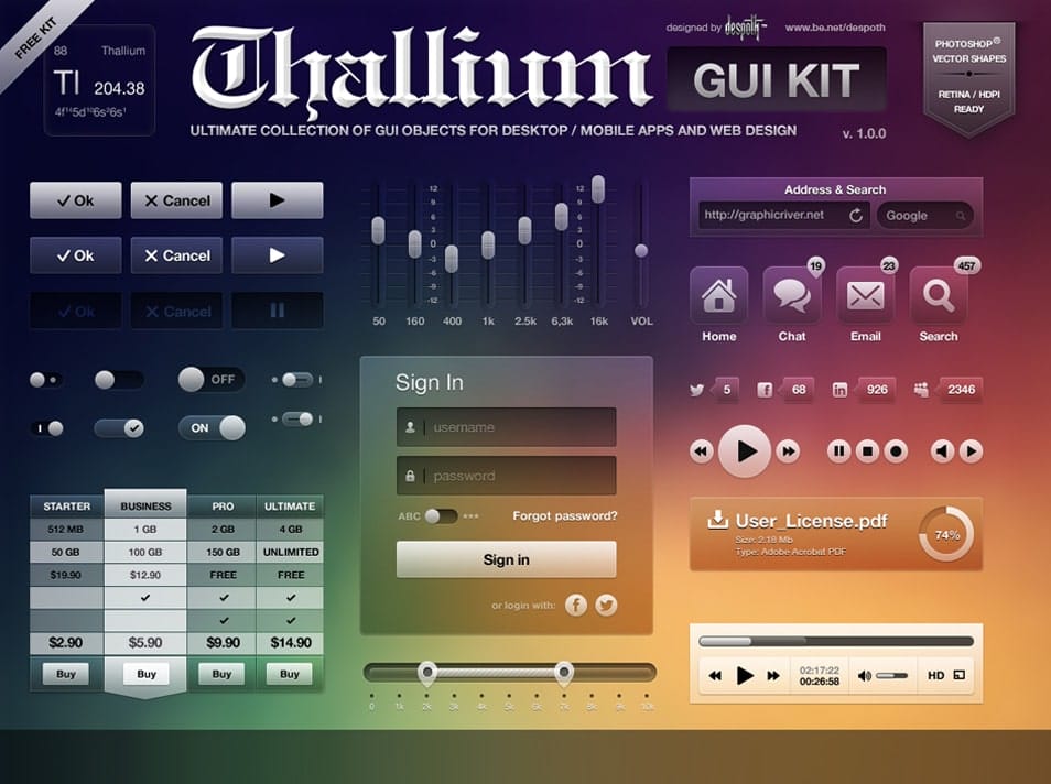 Thallium GUI Kit FREE PSD Thallium GUI Kit FREE PSD
