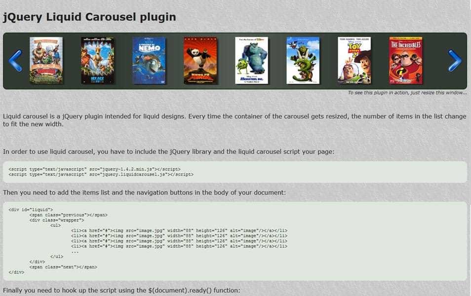 jQuery Liquid Carousel plugin