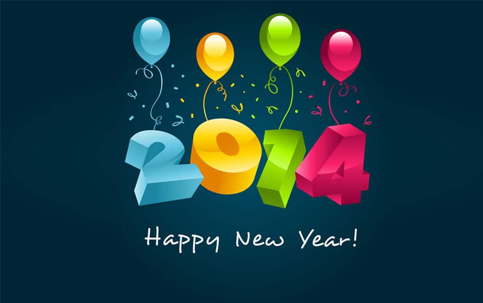 3D New Year 2014 Wishes HD Wallpaper