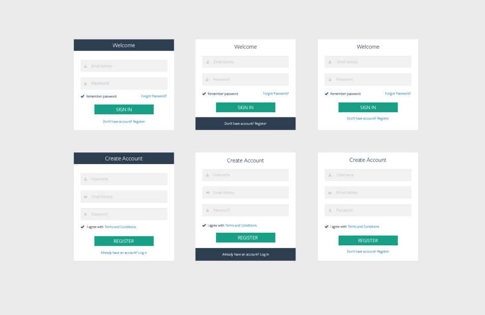 6 Login or Register Boxes PSD 6 Login or Register Boxes PSD