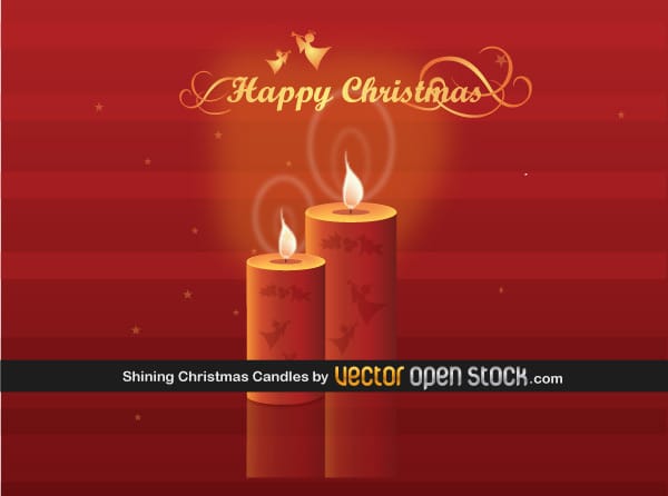 Christmas Candles on Red Background Christmas Candles on Red Background