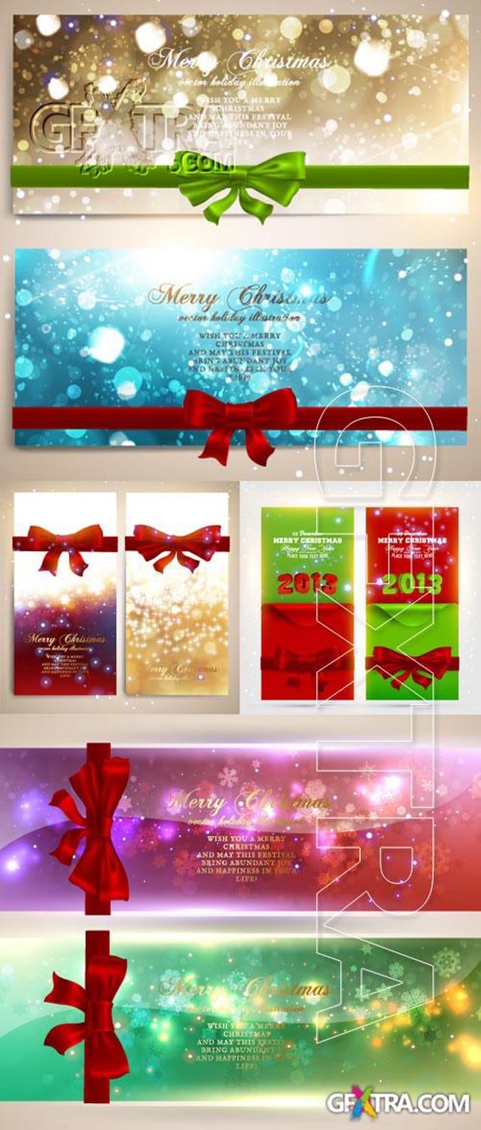 Christmas banners with ribbons and bows Christmas banners with ribbons and bows