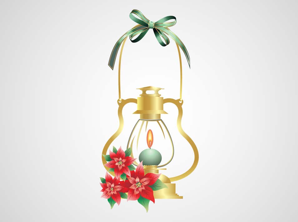 Christmas lamp with burning candle Christmas lamp with burning candle