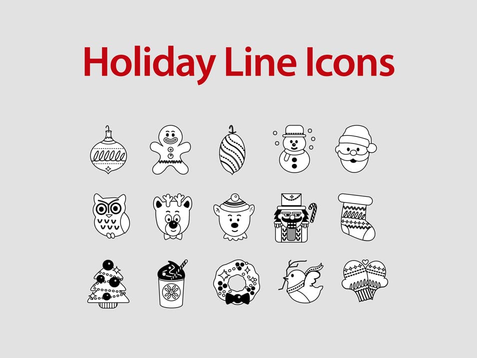 Free Flat Line Holiday Icons Free Flat Line Holiday Icons