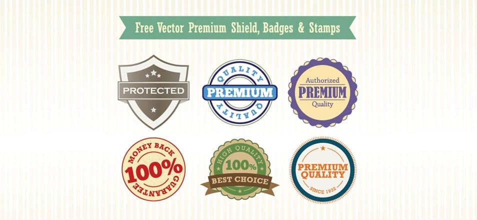 Free Vector Premium Shield, Badges & Stamps Free Vector Premium Shield, Badges & Stamps