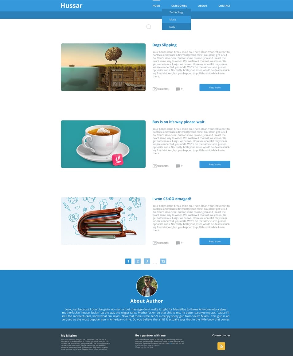 Hussar Free PSD Template Hussar Free PSD Template