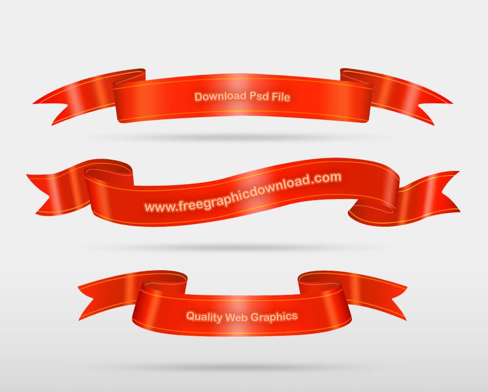 Red Ribbon Set Template Psd Red Ribbon Set Template Psd