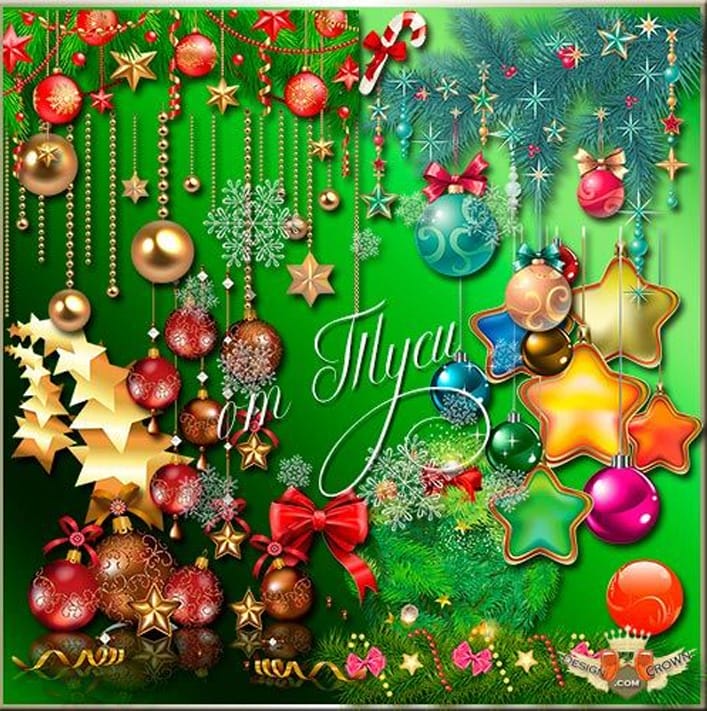 Sparkling Backgrounds and Different Christmas Elements and Decorations Sparkling Backgrounds and Different Christmas Elements and Decorations