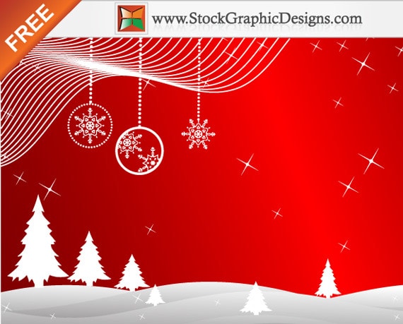 Winter Red Background Vector with Christmas Trees Winter Red Background Vector with Christmas Trees