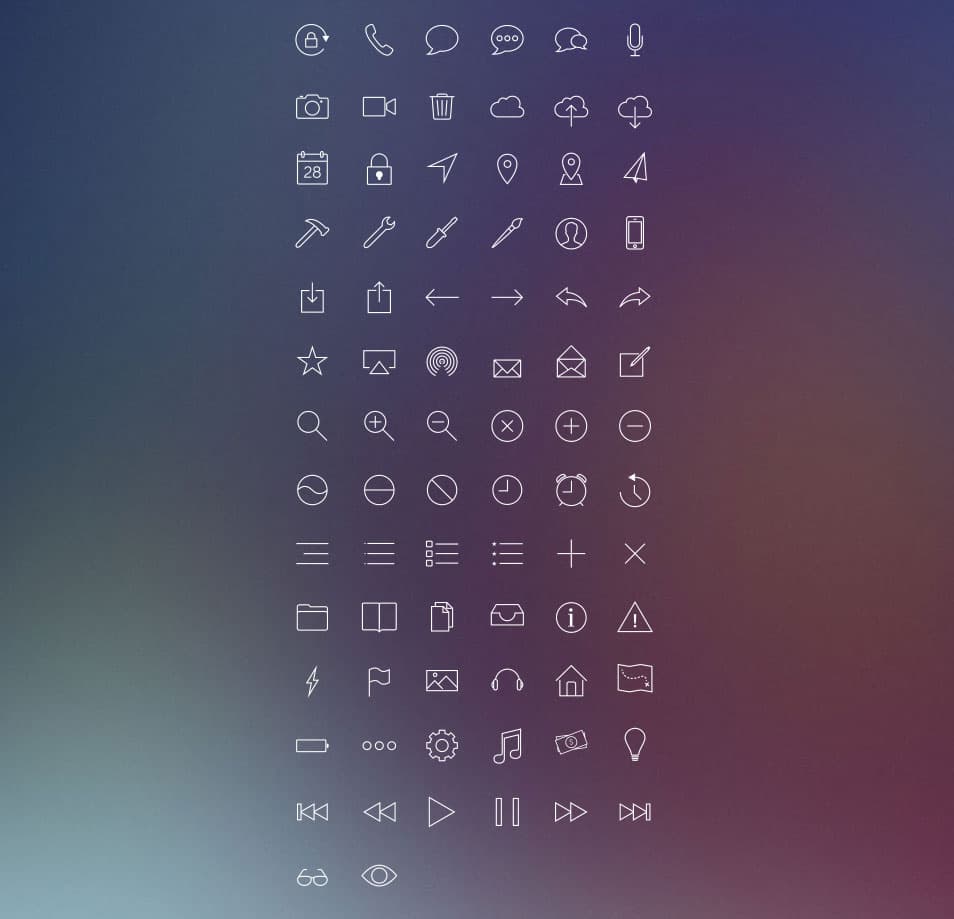 iOS 7-Inspired Line Icons