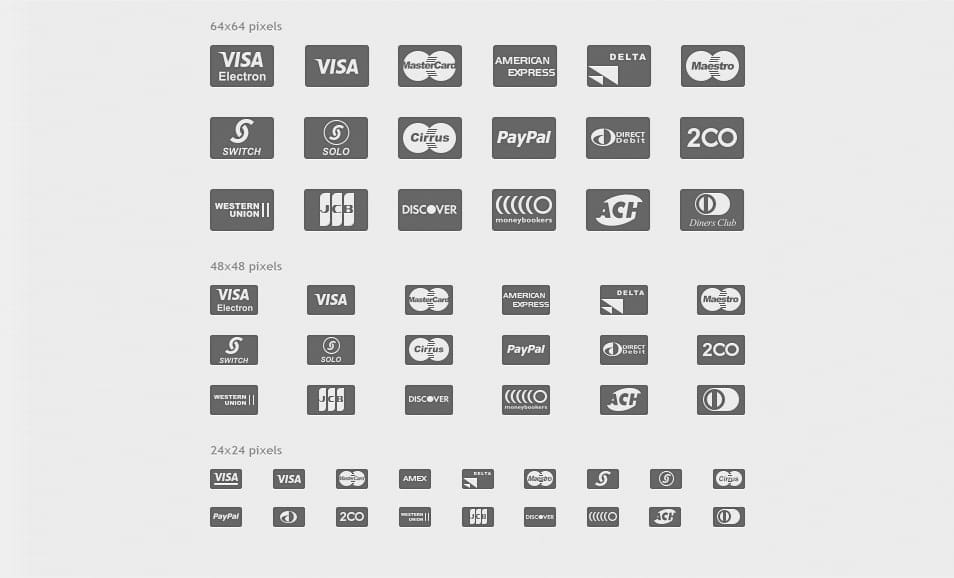 Payment Card Glyphs Icon Set
