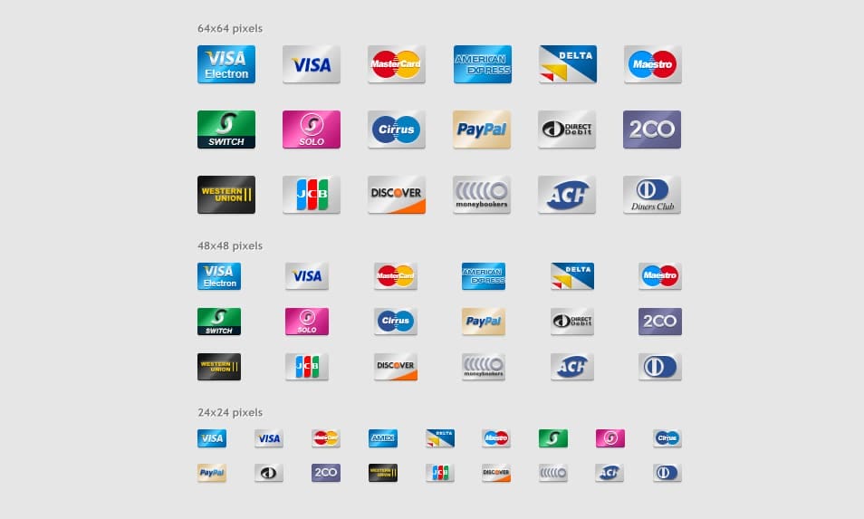Payment Cards Icon Set
