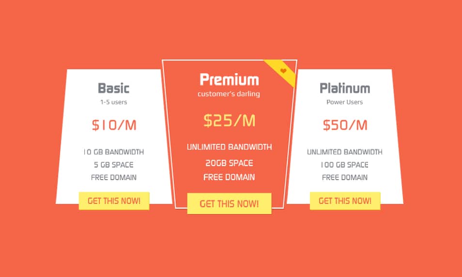 Plans and Pricing Table Plans and Pricing Table