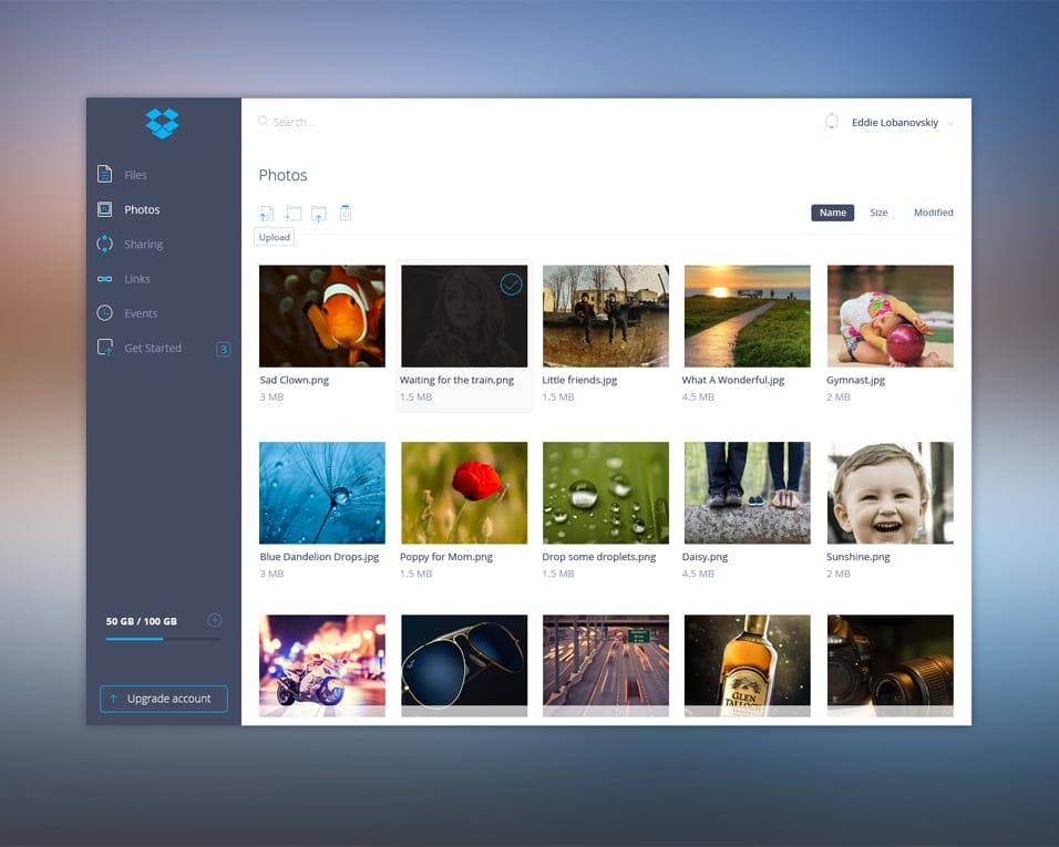 Dropbox UI PSD