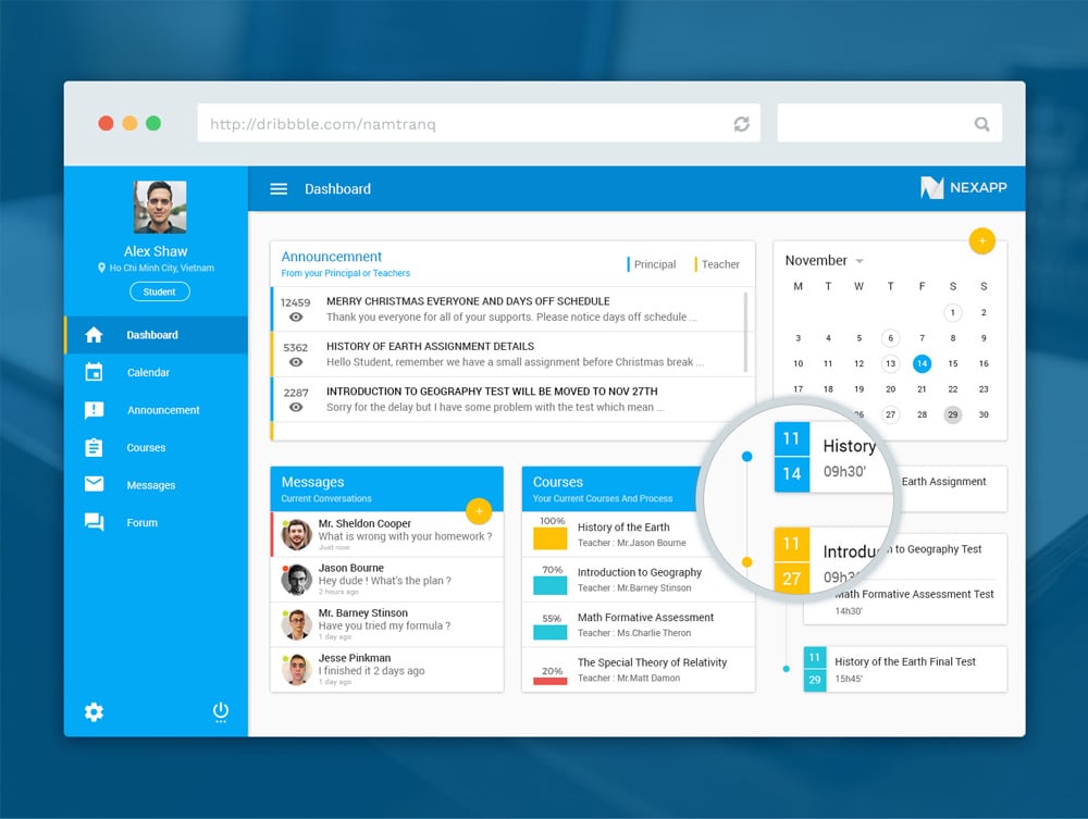 Free Education Dashboard UI PSD