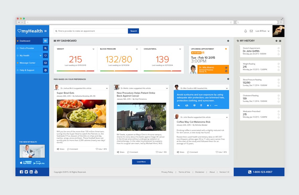 myHealth Dashboard UI Free PSD