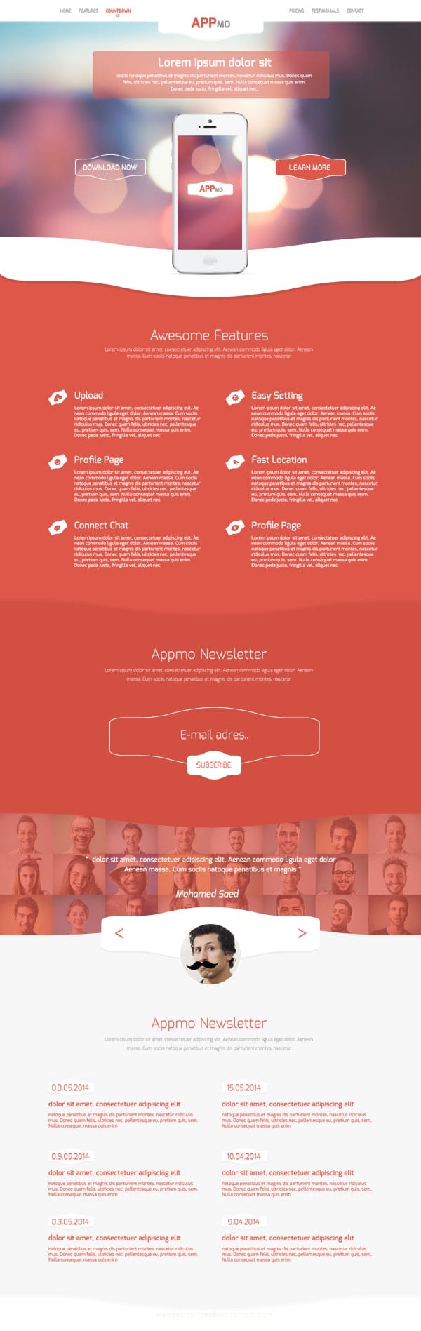 Appmo Free One Page App Landing Page PSD Template