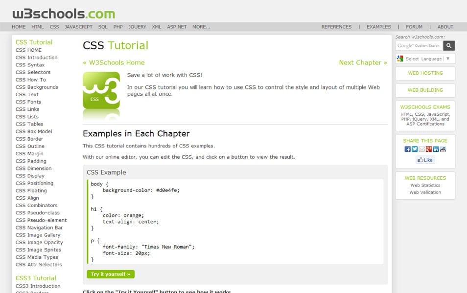 CSS Tutorial - w3schools
