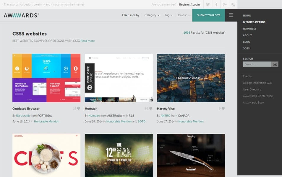 CSS3 websites - awwwards
