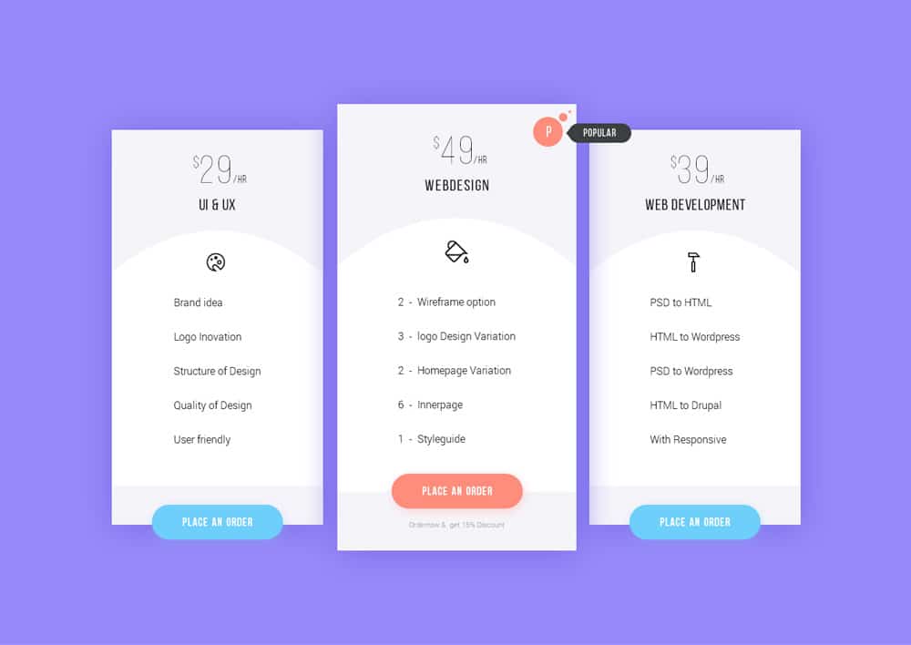 Free Pricing Plan PSD