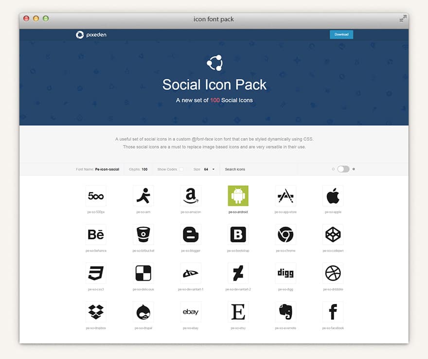 Social Icon Font Set