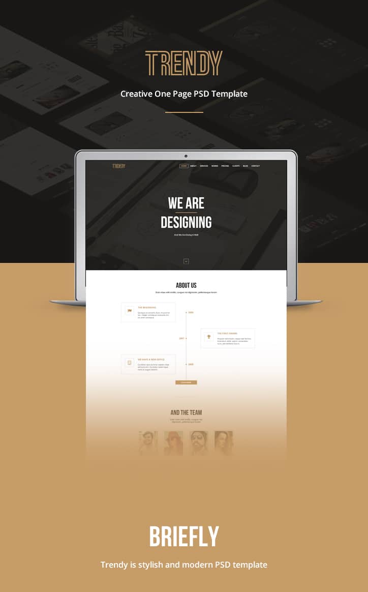 Trendy – Creative One Page PSD Template