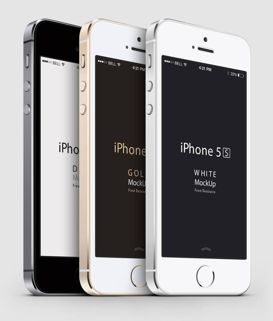 3-4 iPhone 5S Psd Vector Mockup