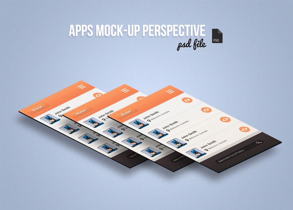 App Screen Mock-Up Perspective PSD