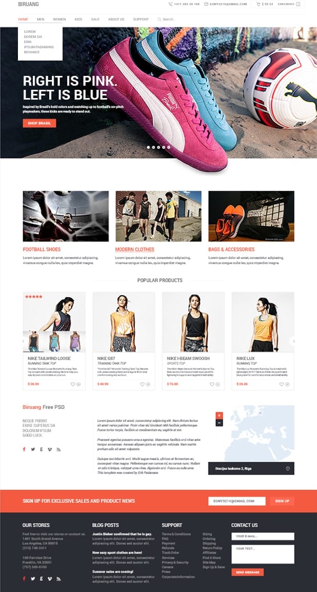 Biruang E commerce PSD website Template