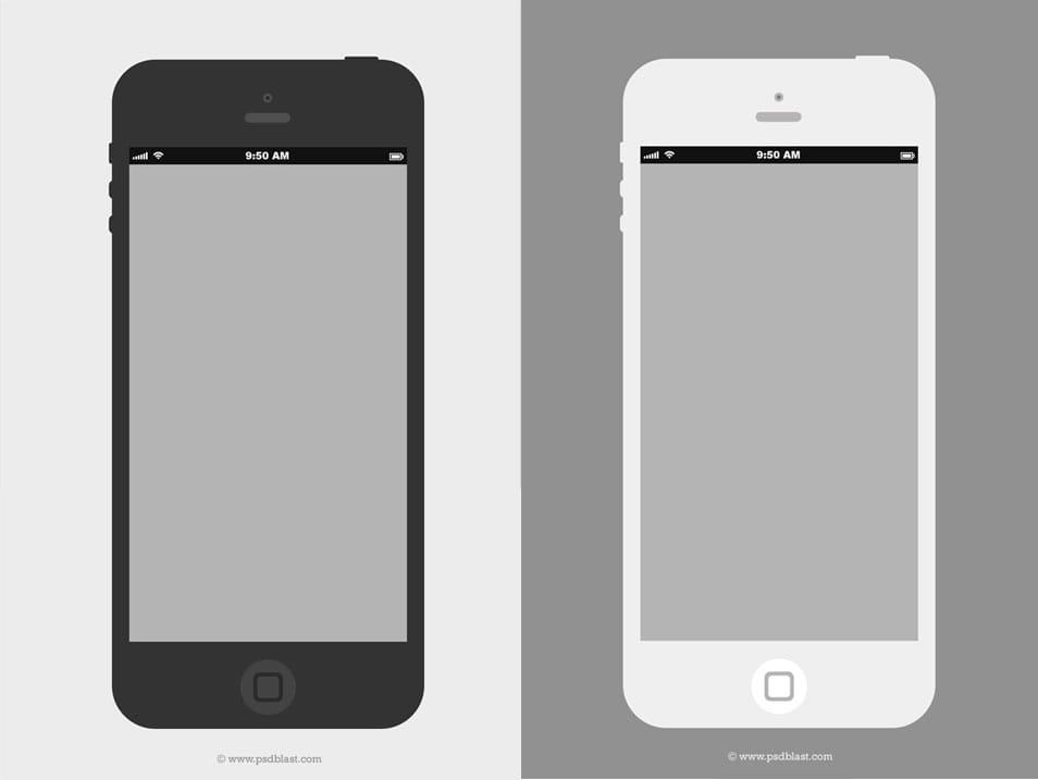 Flat iPhone Wireframe Design Template (PSD)