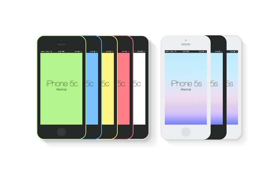 Free Flat iPhone 5c&5s Mockup