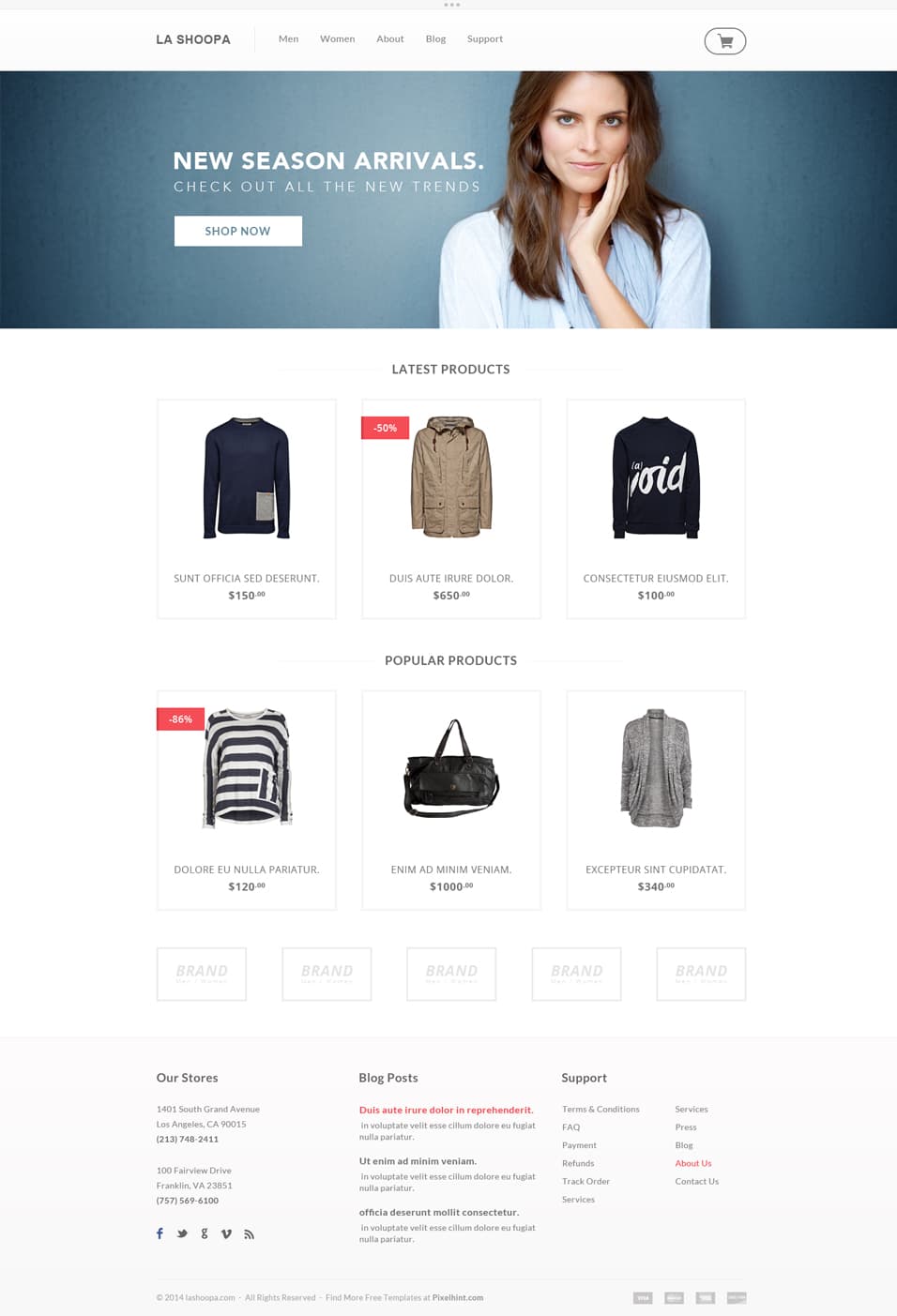 Free PSD E commerce Website Template