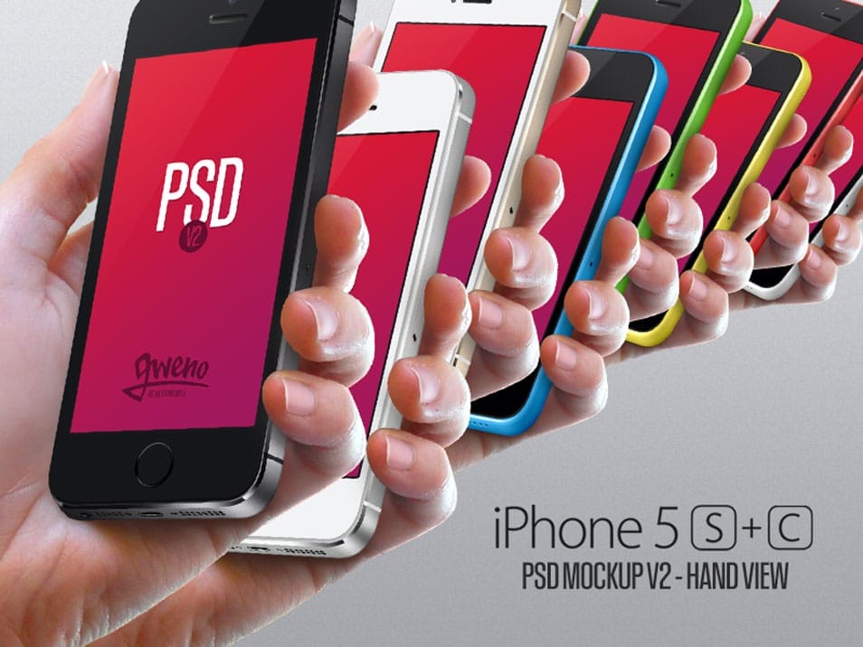 Iphone 5S & 5C Mockup Hand PSD