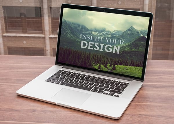 MacBook By Window Mock-up PSD