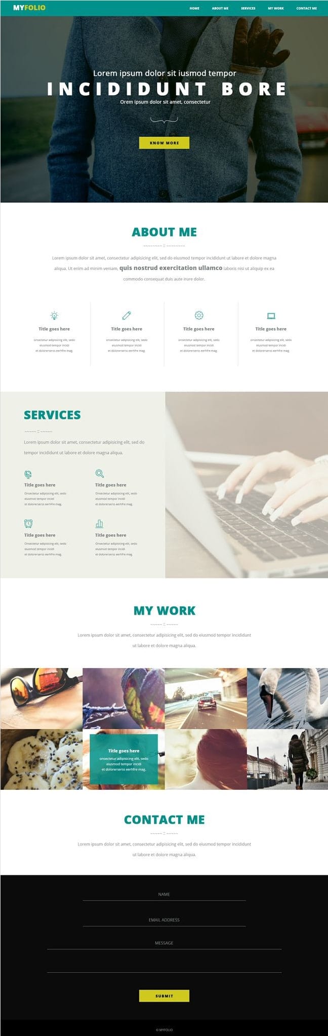 Single Page Portfolio Free PSD