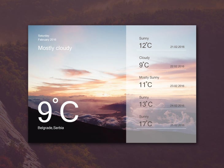Weather Widget UI PSD
