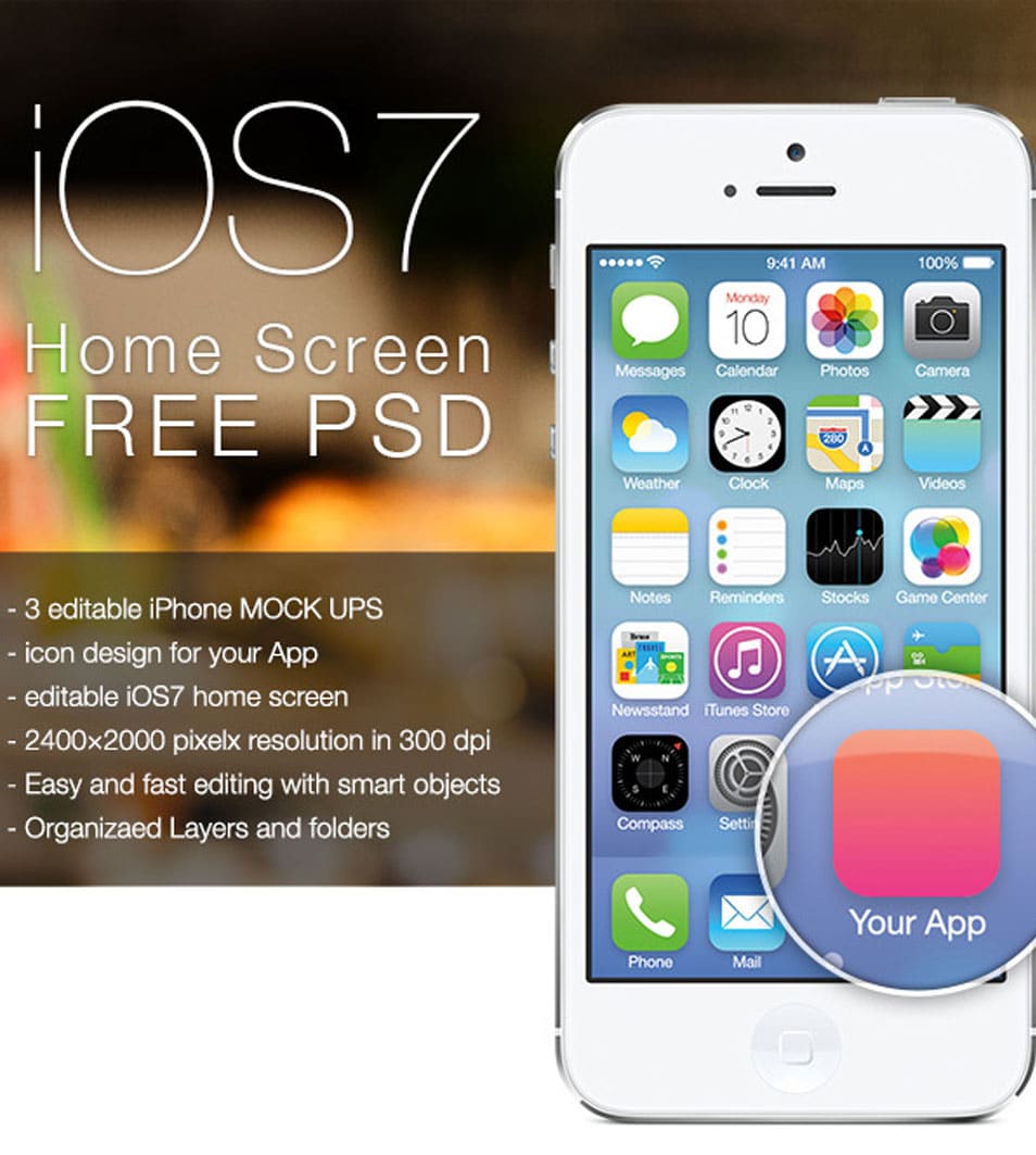 iOS 7 HOME SCREEN | FREE PSD