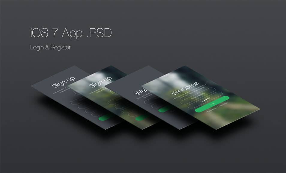 iOS 7 Login and Register App(PSD)