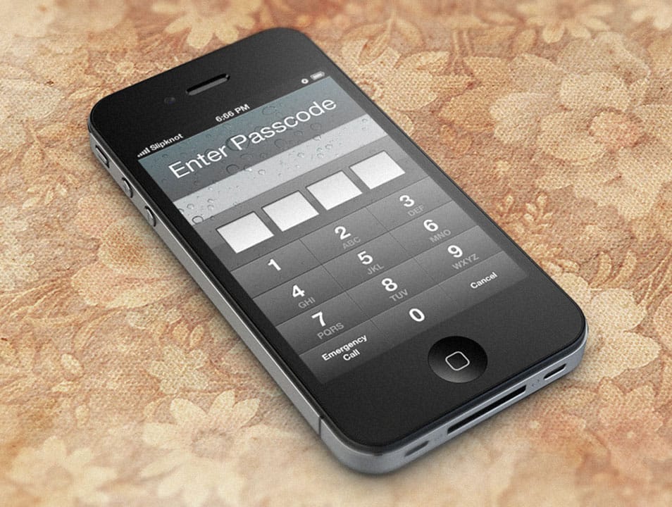 iOS Password Unlock Screen PSD