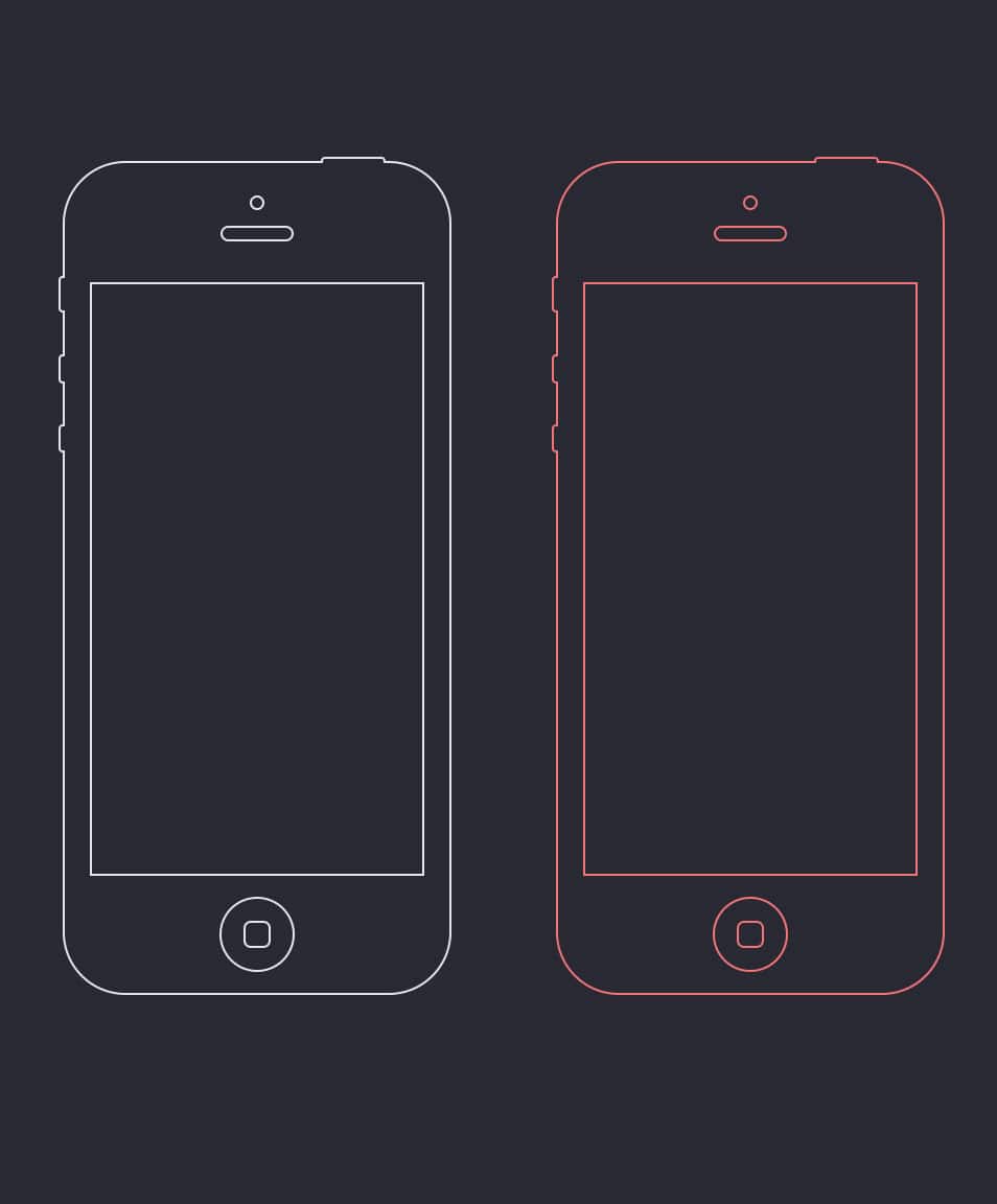 iPhone 5c Wire Frames PSD