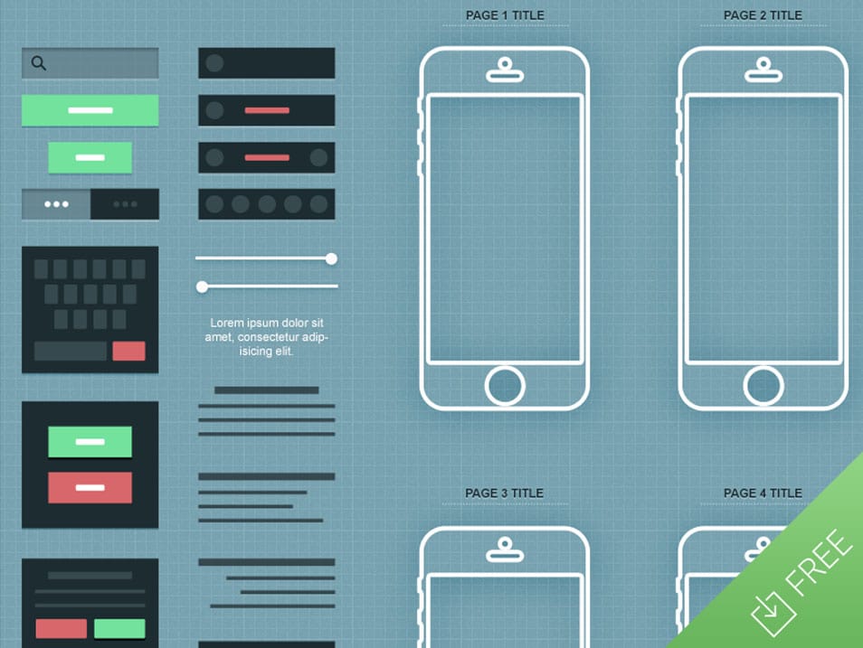 iPhone App Wireframe Mockup PSD