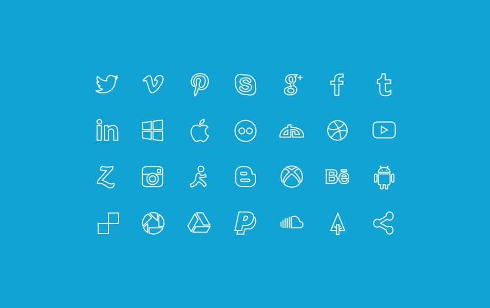 27 Outline Social Icons Set