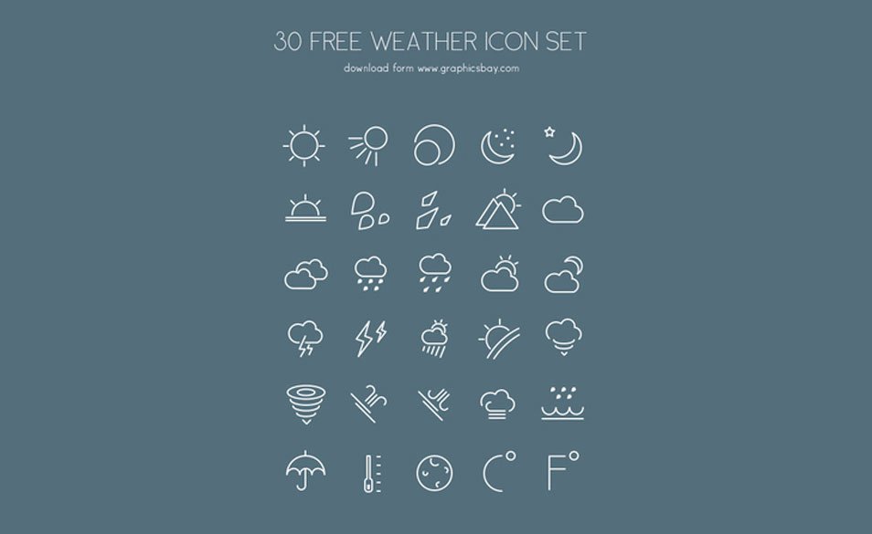 30 Free PSD Weather Icons