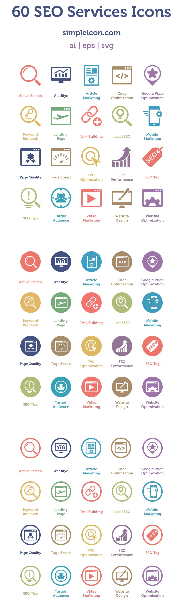 60 SEO Services Icons